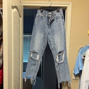 Casual Distressed Light Blue Boyfriend Jeans